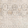 close up swatch image of cream rug with grey and beige patterns on