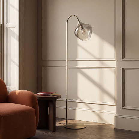 ingrind smoked glass floor lamp antique bronze