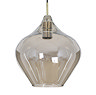 image cut out on white background of rounded smoked glass pendant ceiling light without bulb, in antique bronze colour