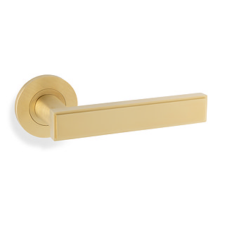 isen satin brass block door handle image