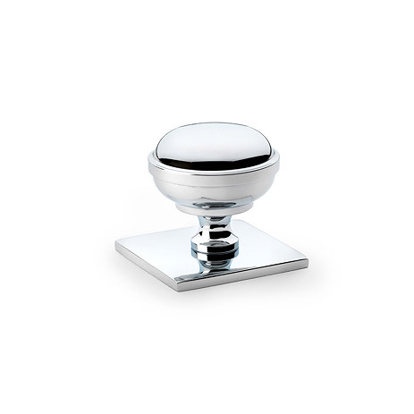 Isen Collection Polished Chrome cupboard knob on square plate image