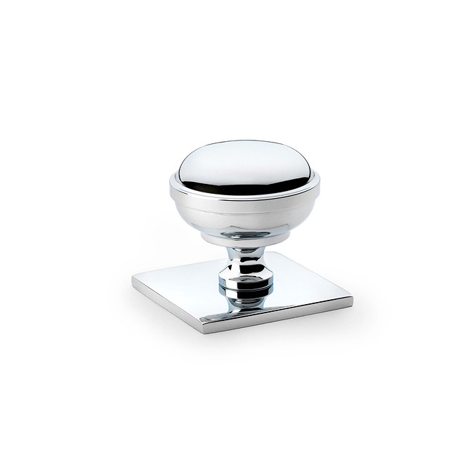 Isen Collection Polished Chrome cupboard knob on square plate image