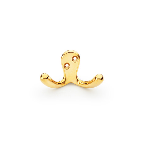 isen collection polished brass double robe hook image
