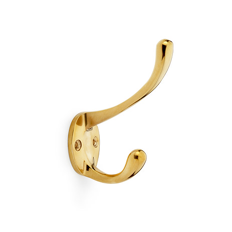 Isen Collection unlacquered polished brass hat and coat hook image