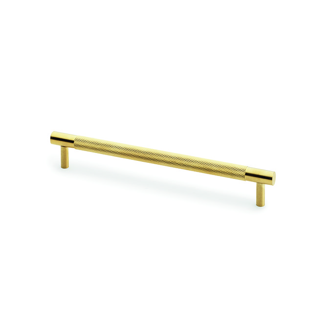cut out of satin brass 192mm bar cabinet handle