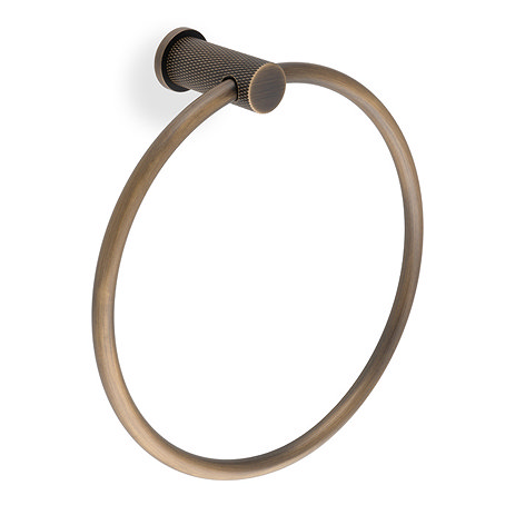 Antique brass knurled towel ring