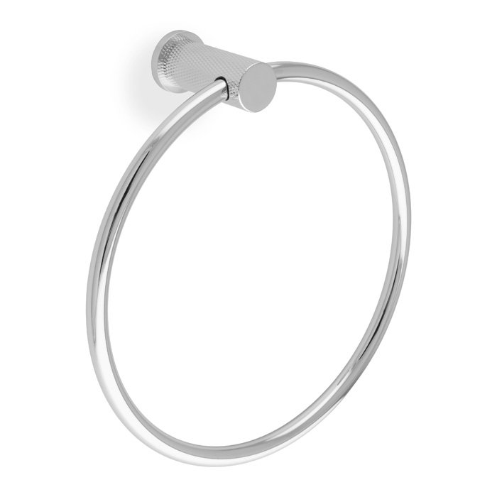Polished chrome knurled towel ring