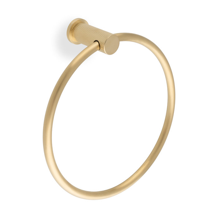 Satin brass knurled towel ring