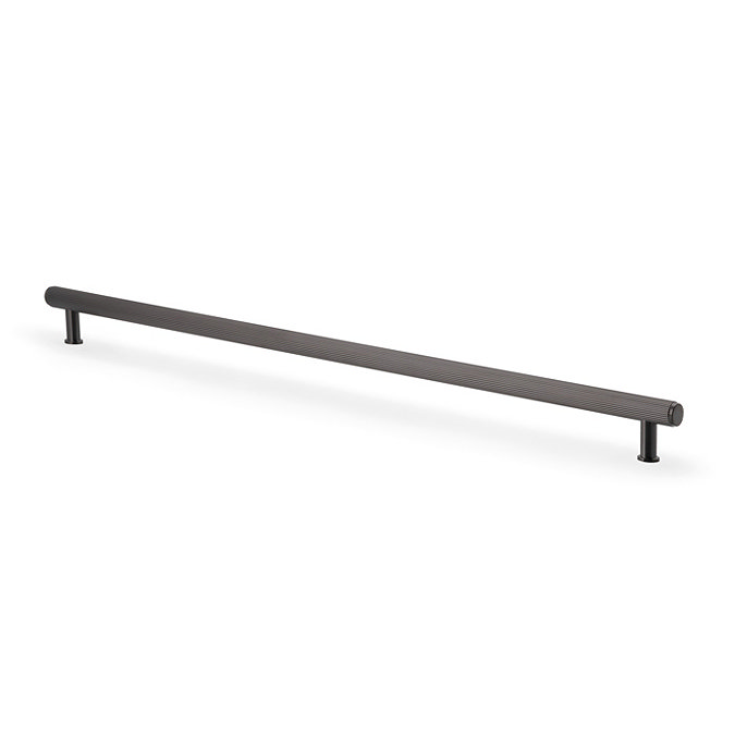 cut out of 448mm dark bronze reeded bar cabinet handle
