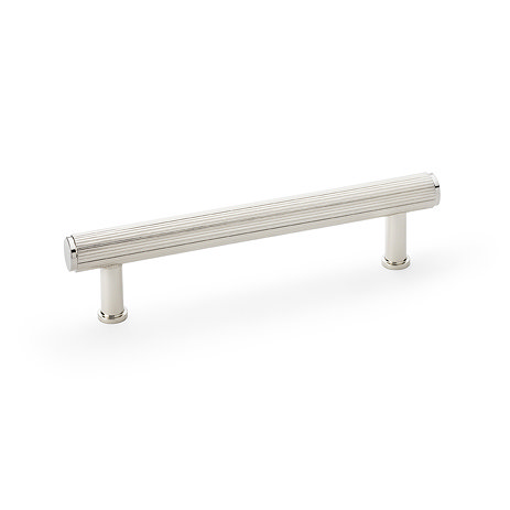 cut out of 128mm reeded polished nickel bar cabinet handle