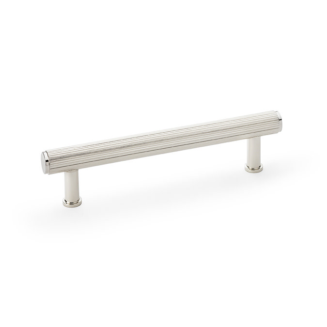 cut out of 128mm reeded polished nickel bar cabinet handle