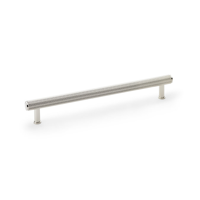 cut out of 224mm polished nickel reeded bar cabinet handle