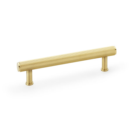 cut out of 128mm satin brass reeded bar cabinet handle