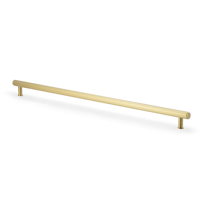 cut out of 448mm satin brass reeded bar cabinet handle