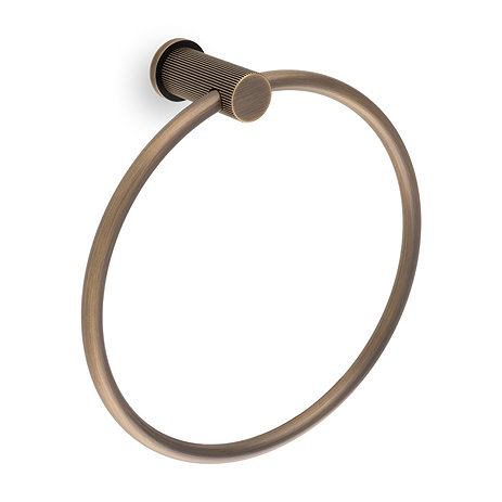 Antique brass reeded towel ring