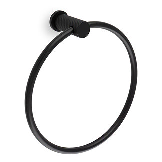 Matt black reeded towel ring