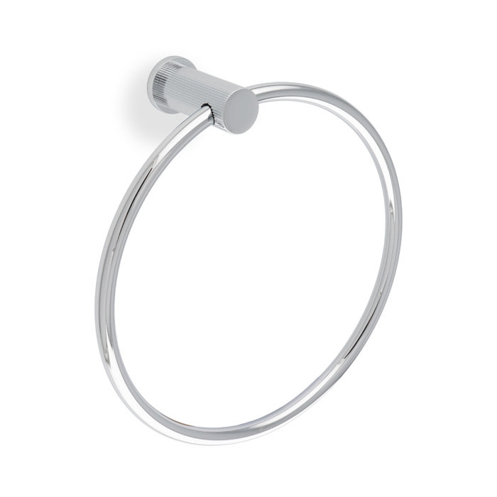 Polished chrome reeded towel ring