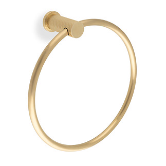Satin brass reeded towel ring