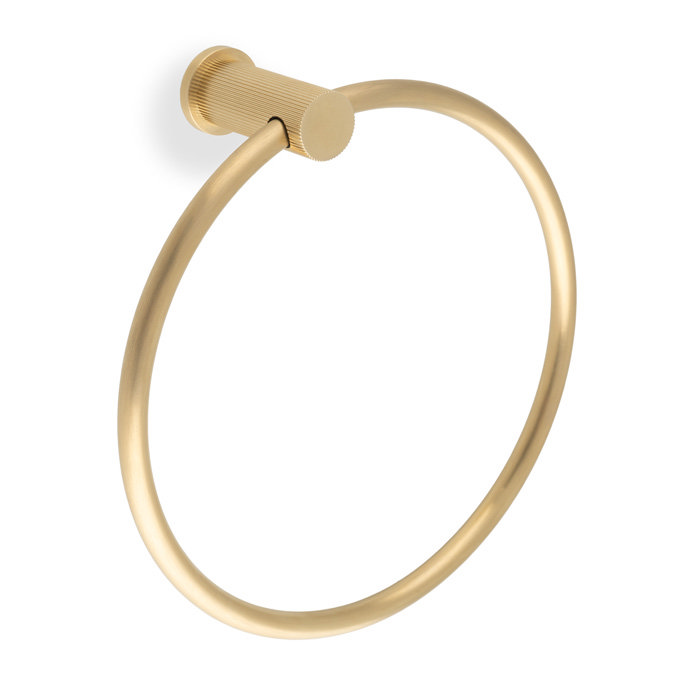 Satin brass reeded towel ring