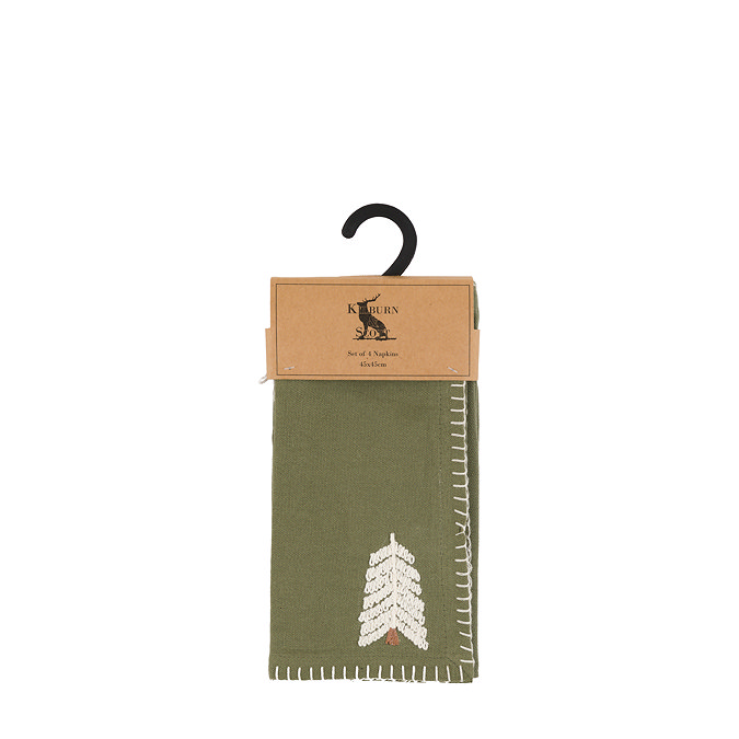 Willow Set of 4 Embroidered Tree Napkins
