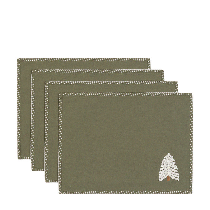 Willow Set of 4 Embroidered Tree Placemats