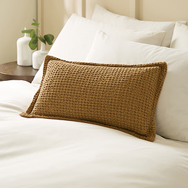 Jaipur Waffle Cotton Cushion - Caramel main image