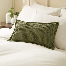 Jaipur Waffle Cotton Cushion - Olive Green main image