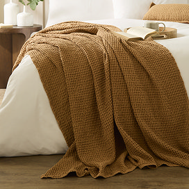 Jaipur Waffle Cotton Throw - Caramel main image