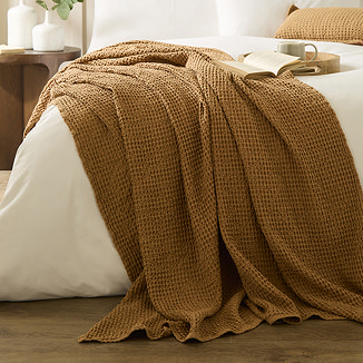 Jaipur Waffle Cotton Throw - Caramel main image