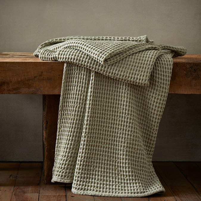 jaipur waffle cotton throw in sage image 