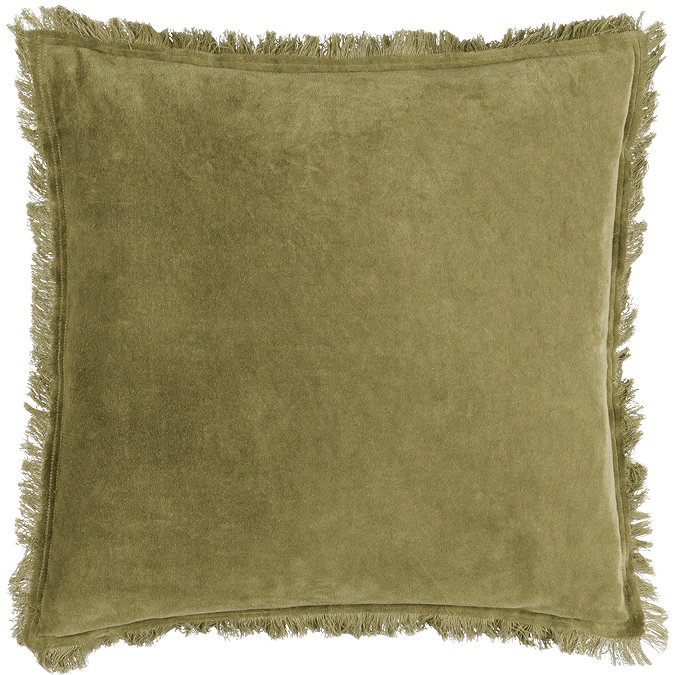 Jaye Feather Cushion in moss front image 2