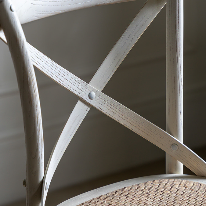 Jesper bar stool pair white and rattan