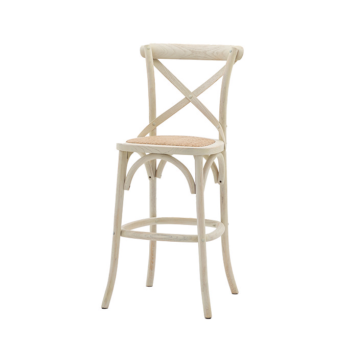 Jesper bar stool pair white and rattan