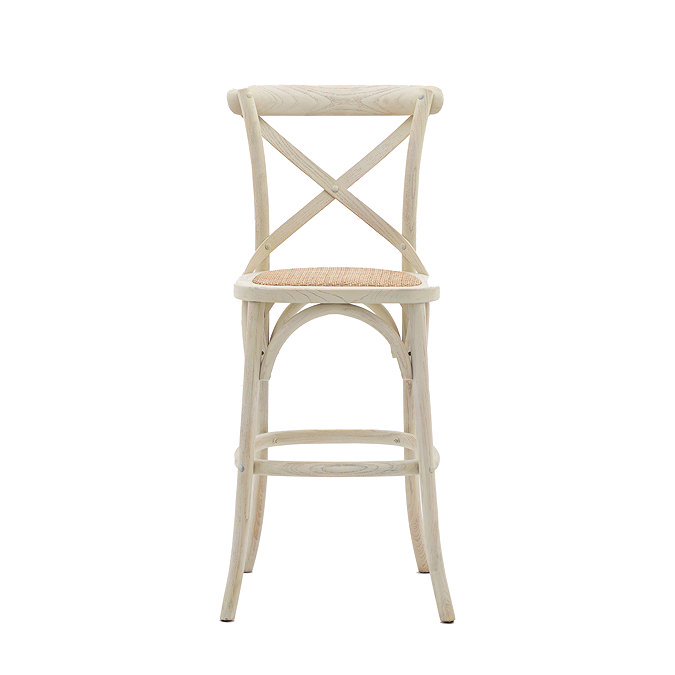 Jesper bar stool pair white and rattan
