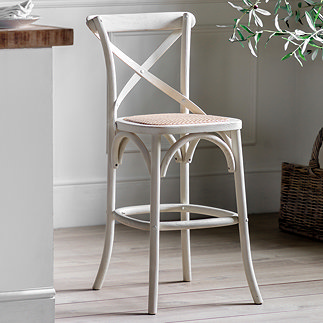 Jesper bar stool pair white and rattan