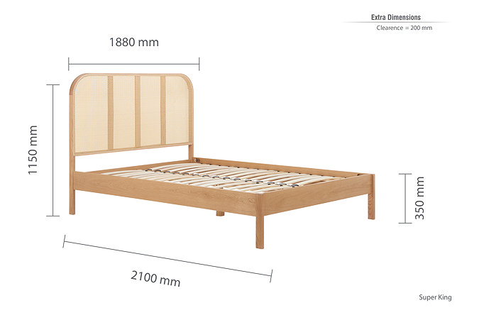 line image dimensions for rattan oak super king bed