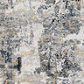 close up swatch image of grey, blue and beige abstract rug