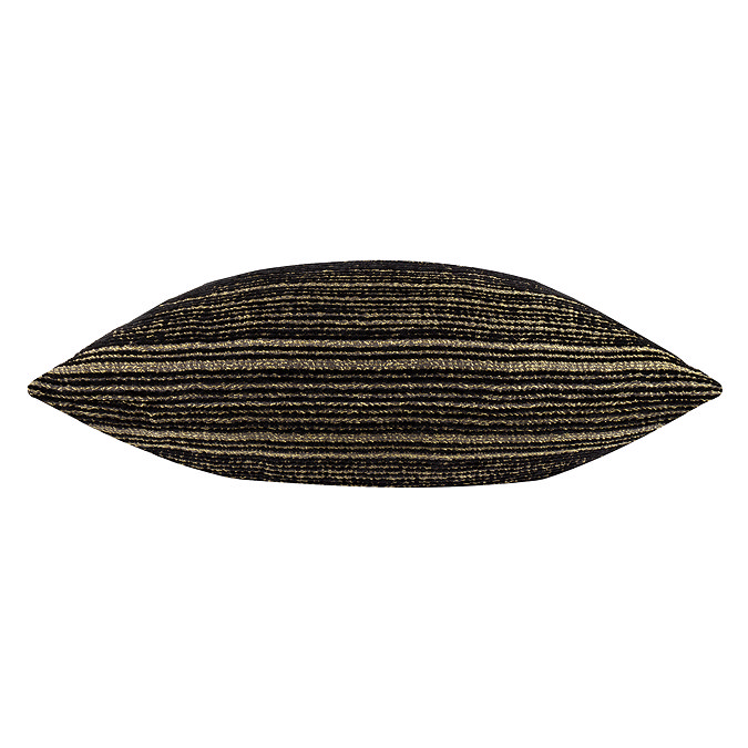Jupiter Feather Cushion side view in black and gold