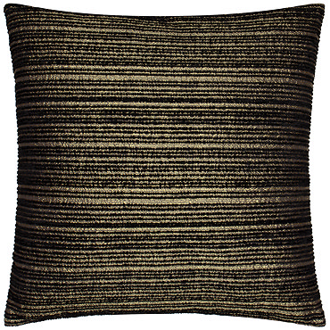 Jupiter Feather Cushion side view in black and gold