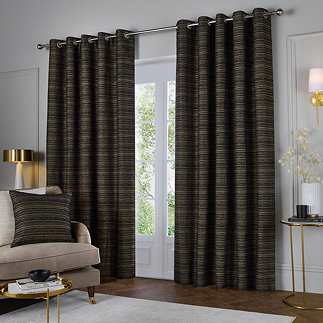 Jupiter Eyelet Curtains in Black & Gold image