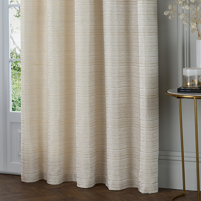 Jupiter Jacquard Eyelet Curtains in Ivory & Gold Image
