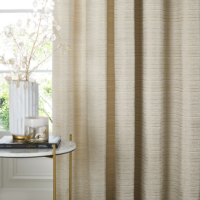 Jupiter Jacquard Eyelet Curtains in Ivory & Gold Image