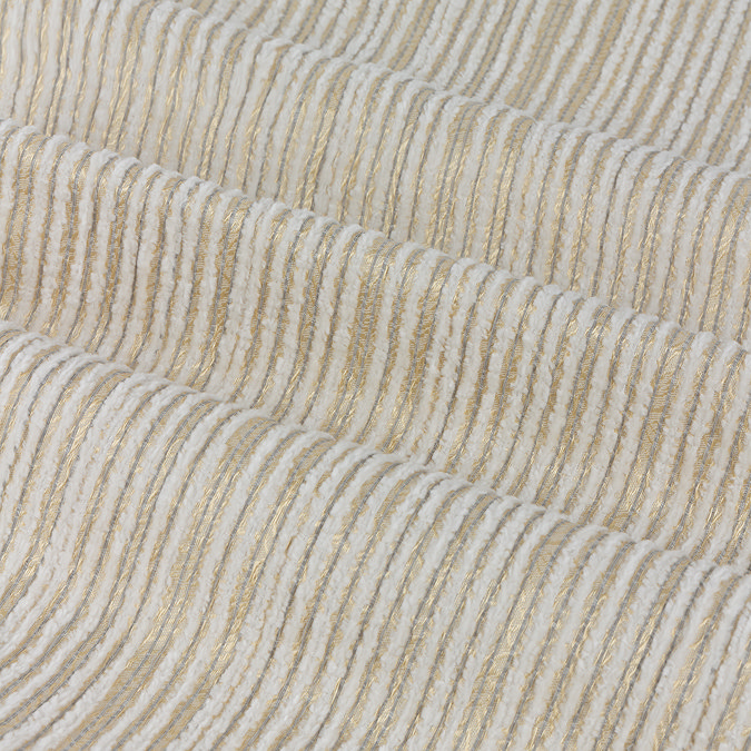 Jupiter Jacquard Eyelet Curtains in Ivory & Gold close up texture Image