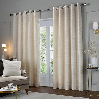 Jupiter Jacquard Eyelet Curtains in Ivory & Gold Image