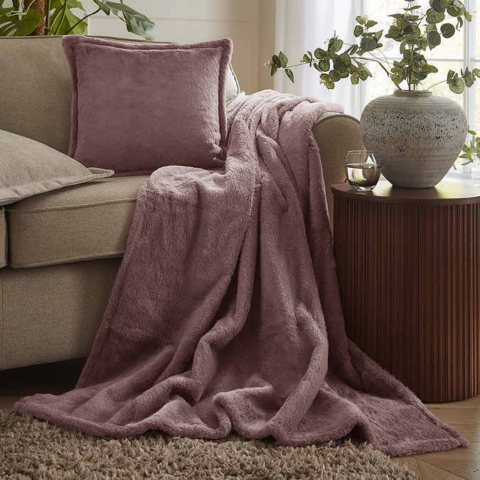 Kallu Throw Mulberry cushion and throw shot