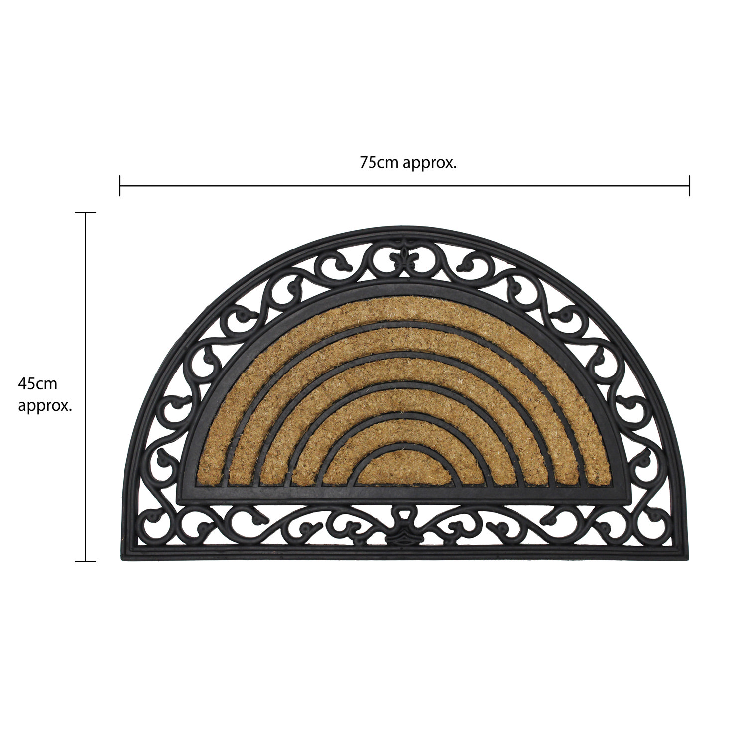 line dimensions image for half-moon doormat