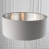 image of top of lamp with charcoal shade and chrome inside
