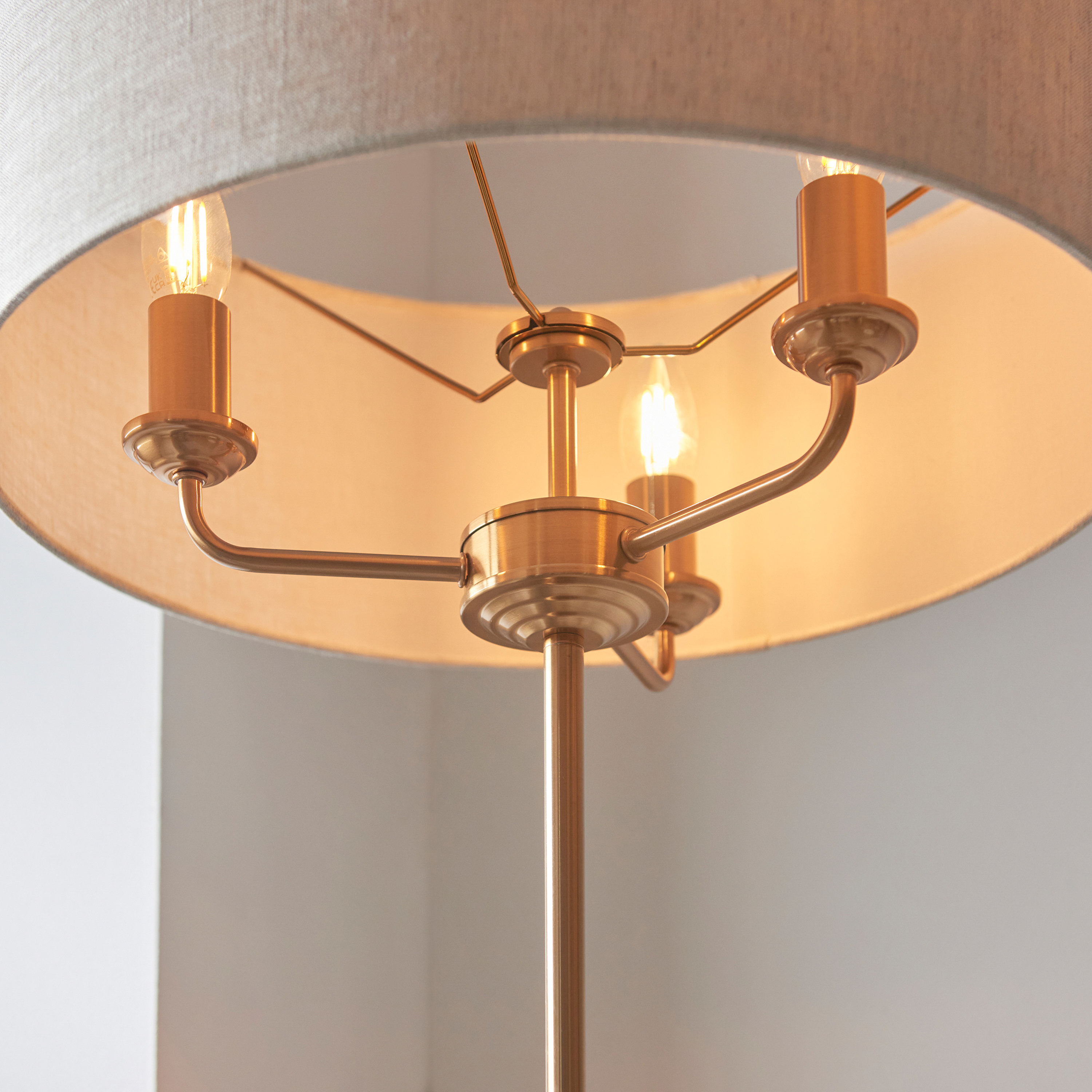 Kensington Vintage Brass 3 Light Floor Lamp | MFI