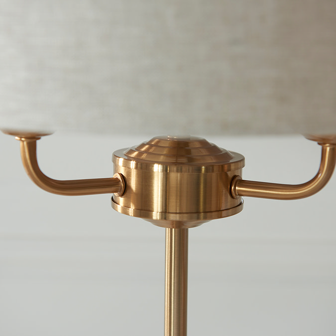 close up on vintage brass metalwork of table lamp