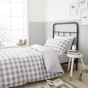 Check and Stripe Grey Pillow